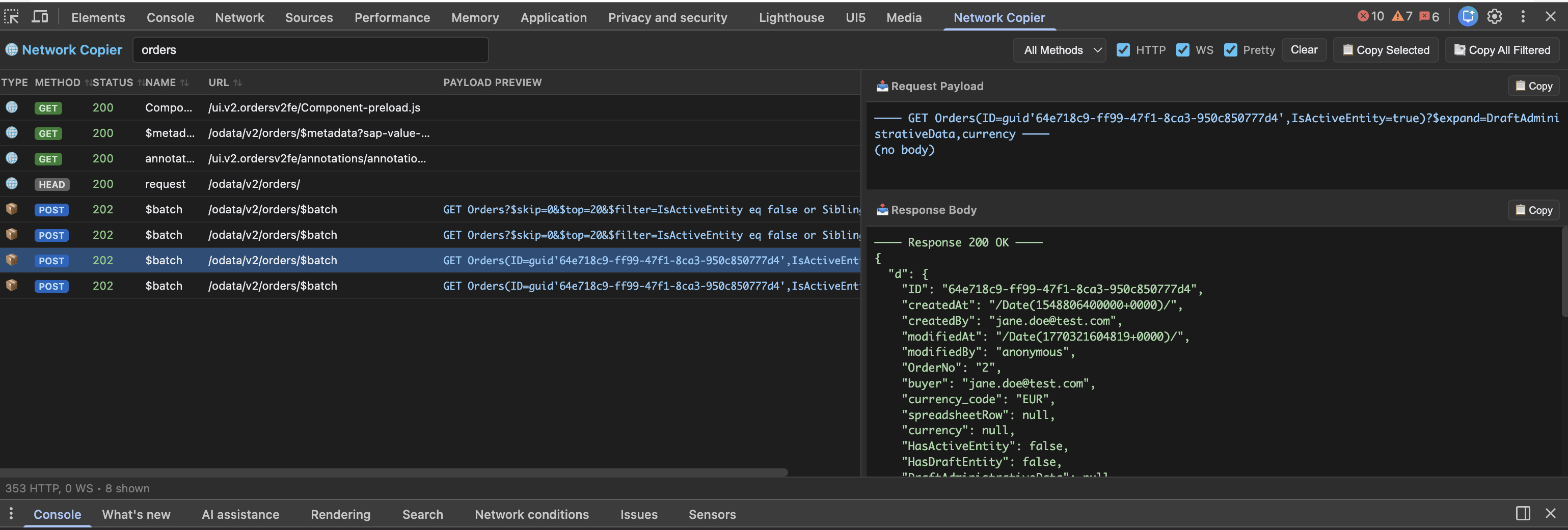 Network Request & Response Copier inside Chrome DevTools