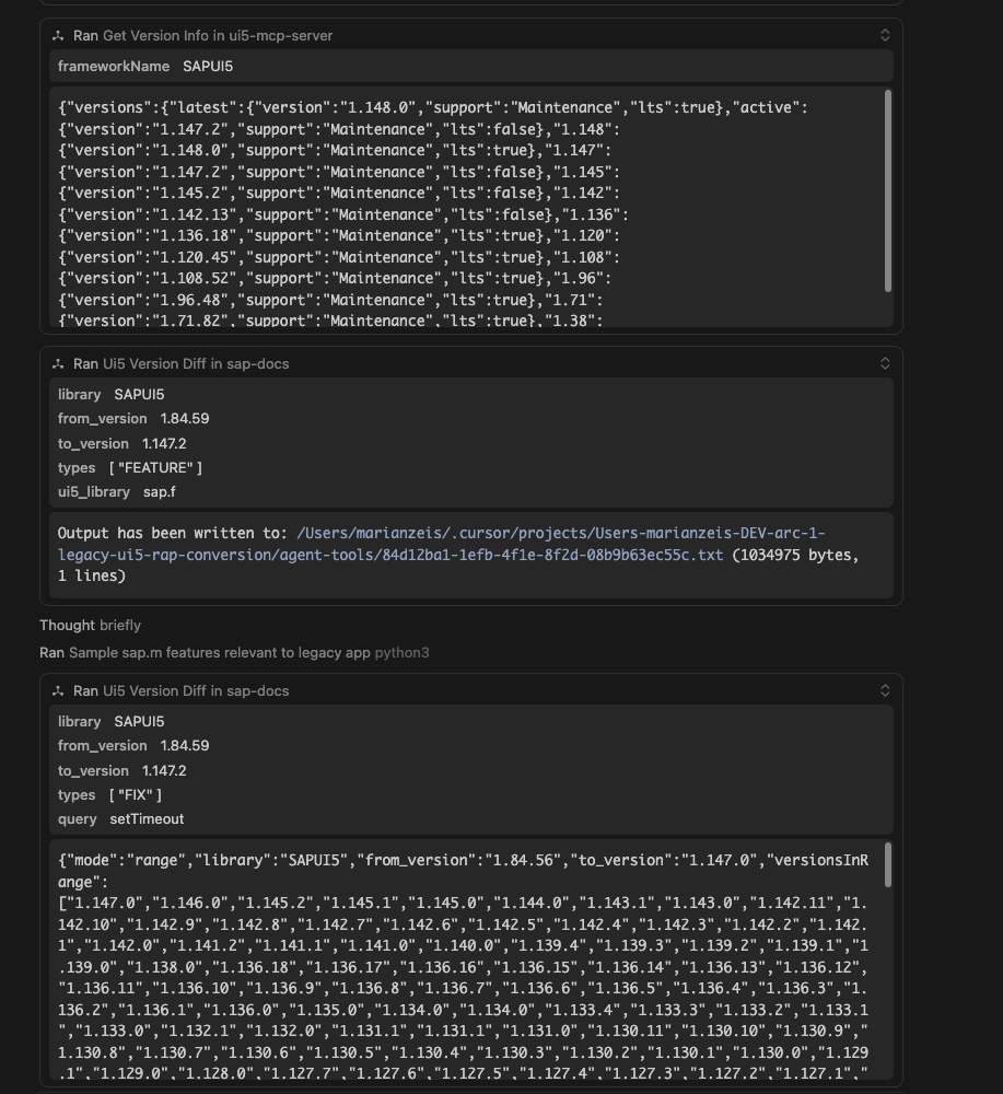 UI5 version info and a filtered fix query for the legacy app upgrade.